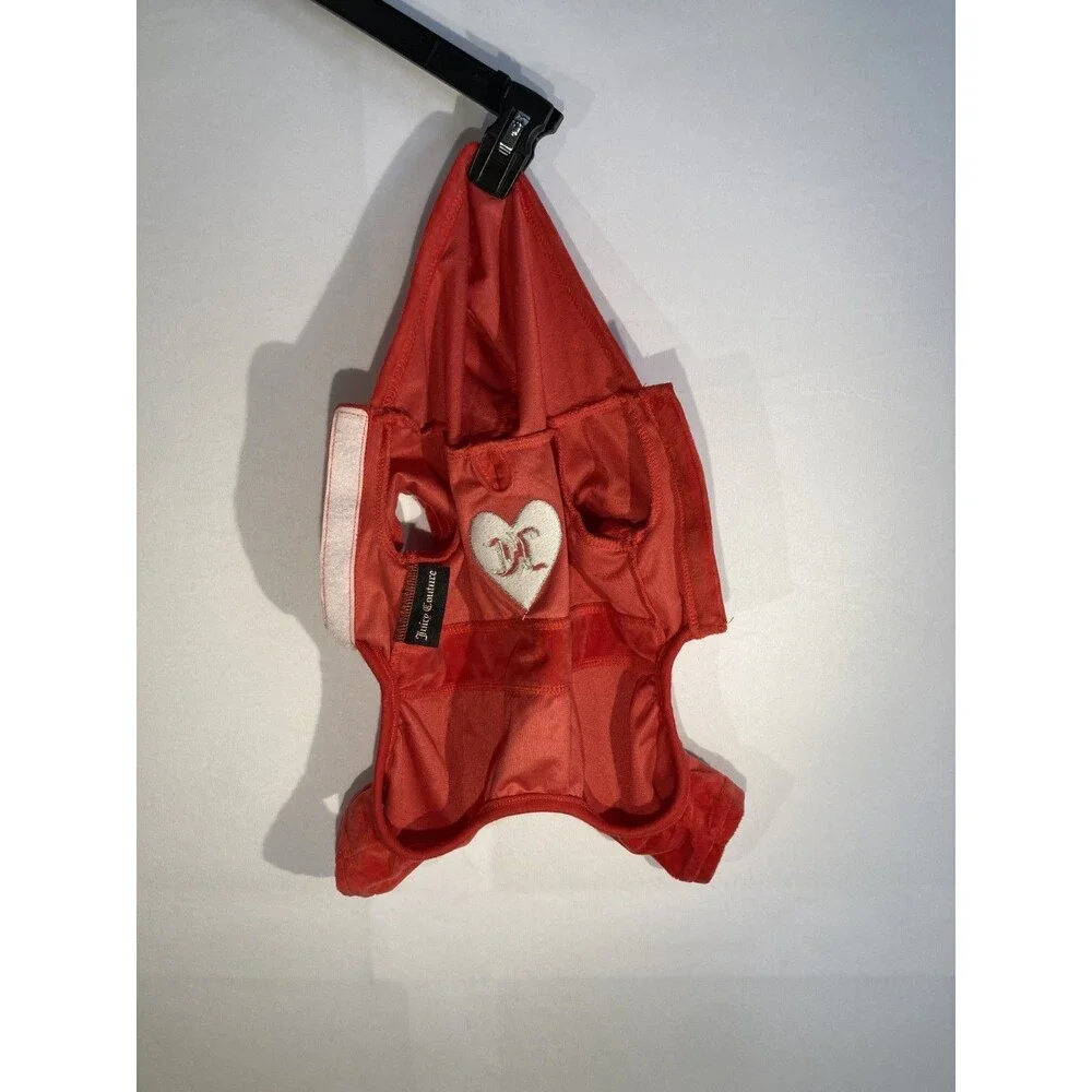 Juicy Couture Velour Dog Hoodie Jumpsuit Pink Rhinestone Heart Size S